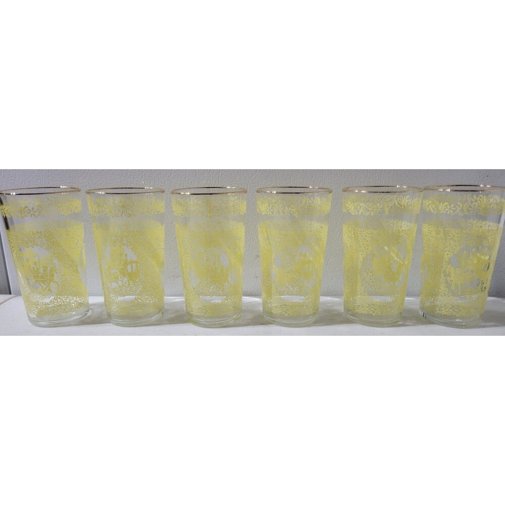 New Old Stock Hazel Atlas Yellow Monticello 11.5 oz Glass 6 Tumblers